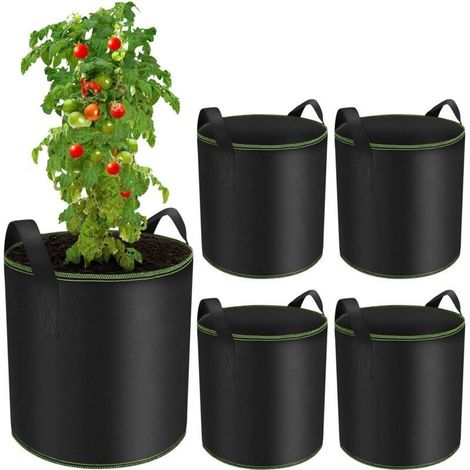 Sac de Plantation 5 pièces 40L, Sac Plantation Pomme de Terre, Sacs à Plantes de Tomate avec Poignées, Sacs de Culture en Tissu Non tissé Pots pour Plantes, Fleurs, Fraises (1/5)