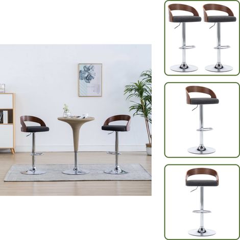 The Living Store Taburetes cocina 2 unidades tela y madera curvada gris oscuro - Sillas de barra
