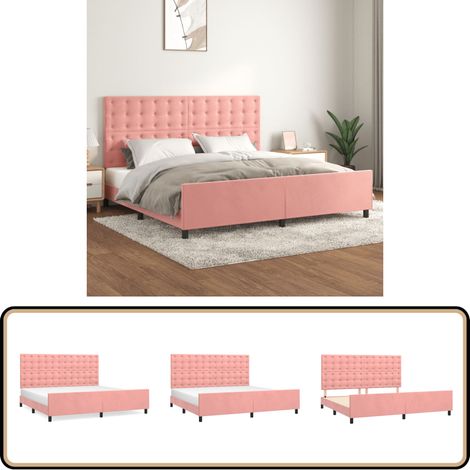 Bettgestell mit Kopfteil Rosa 200x200 cm Samt - Samtsofa - Rosa Sofa - Doppelbett - Boxspringbetten - Hochbett