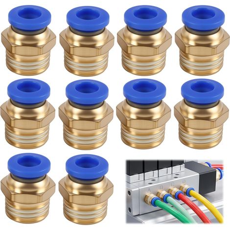 10 pièces raccords pneumatiques Push-to-Connect,PC8-02 adaptateurs tuyau 8 mm x 1/4 BSP filetage mâle droit,connexions rapides et fiables dans les systèmes d’air comprimé et outils pneumatiques (1/5)