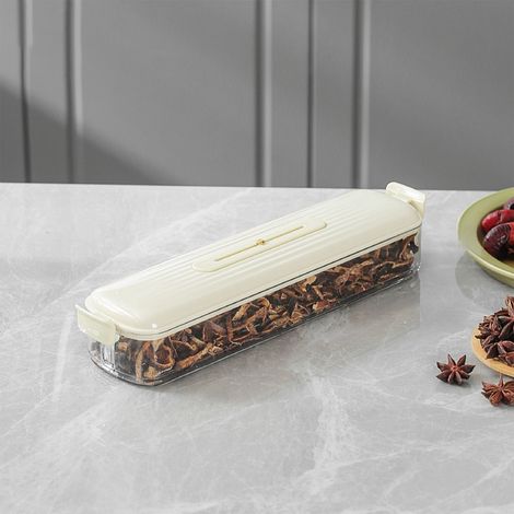 Boîte De Rangement Étanche Pour Épices - 32,4 X 7,8 X 5,4 Cm - Blanc - En Plastique - Pour Piments Séchés Et Assaisonnements - 1 Pièce (1/5)