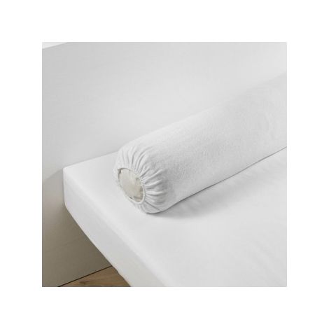 Protège traversin molleton 100% coton Blanc 45x145 cm (1/3)