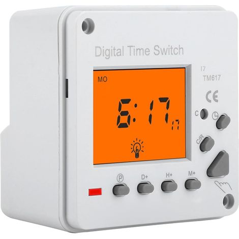 Minuteur Electronique Minuterie Numérique Interrupteur de Commande Intelligent Programmable Minuterie Rétro-éclairée pour Les Appareils Electroménagers Eclairage Public (220V AC) (1/5)