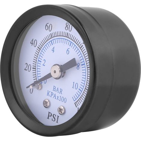 Ej.Life Manomètre à Vide, 0160psi / 010bar Manomètre de Haute précision Double échelle pour Carburant air Huile Eau Liquide, 50 mm Filetage NPT 1/8" Mini Manomètre pour Air Eau (1/5)