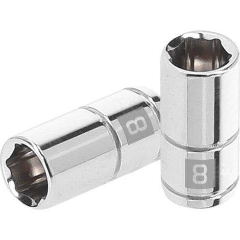 Llave vaso hexagonal, cuadro 1/4" - 8 mm