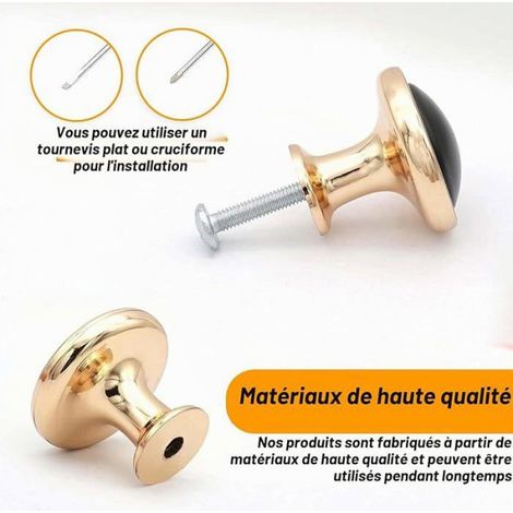 10 x Gold Kitchen Cabinet Knobs for Dressing Tables White and Gold 10 X Gold Handles POIGNEE DE MEUBLE (1/5)