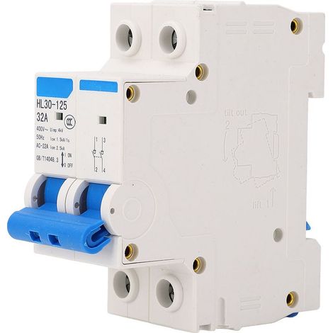 Interrupteur d'isolement 2P 32A 400V, interrupteur de dérivation, disjoncteur miniature pour la maison, le commerce et le bureau. (1/5)