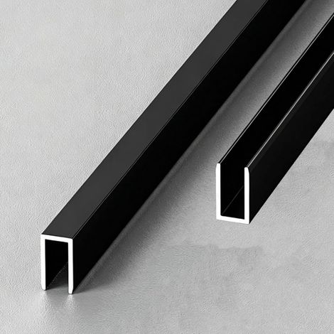 Profilé de bordure en aluminium forme U pour verre, rail fixation (1/5)