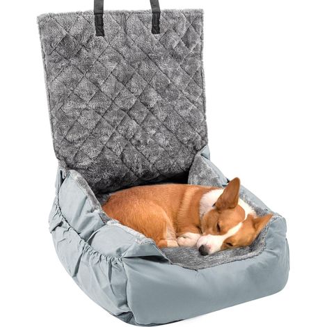 Supernic Dog Car Seat for Small and Medium Dogs Under 16kg, Washable Portable Booster Seat with Storage Pockets and Clip-On Leash, Pet Car Bed Carrier for Travel, Soft Dog Car Bed with Non-Slip Base (1/5)