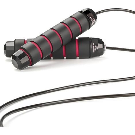 Corde à Sauter 3M - Grande Vitesse - Câble Acier Ajustable - Noir et Bleu (1/4)