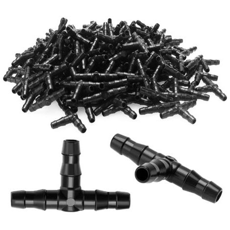 100 Pcs Tee Raccord de Tuyau 4/7mm- T Raccord Connecteur PVC d'arrosage Buse d'atomisation Goutte à Goutte Micro Spray Irrigation Joint pour Tuyau Systèmes Automatique Outil (1/5)