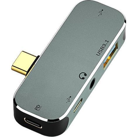Hub USB Type C, USB 3.1, 2.0, prise jack 3,5 mm, adaptateur/répartiteur externe à 5 ports pour Windows (1/4)
