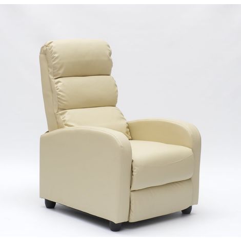 Sillón relax reclinable con reposapiés símil piel Alice - Beige