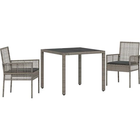Maison Exclusive - Garten Essgruppe 3 pcs Grau Poly-Rattan