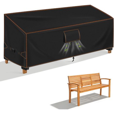 Housse de banc de jardin 4 places 203x75x91cm, Oxford 420D, imperméable, anti-UV, 3 systèmes antivol (1/5)