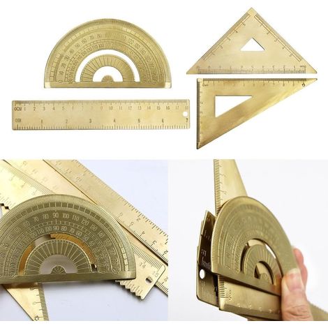 Kit de papeterie comprenant des règles isocèles et équerres rectangles (1/5)