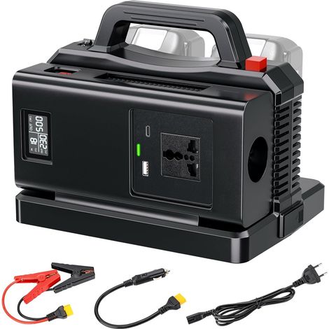 Onduleur 500 W pour batterie 18 V, DC 18 V vers AC 230 V, convertisseur de tension sinusoïdal pur, 2 ports avec port USB-A et USB-C pour camping-car, camping (1/5)