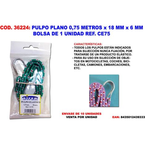 FPLUS pulpo plano 0.75 metros x 18 mm x 6 mm ce75 , pulpo plano 0.75 metros x 18 mm x 6 mm ce75