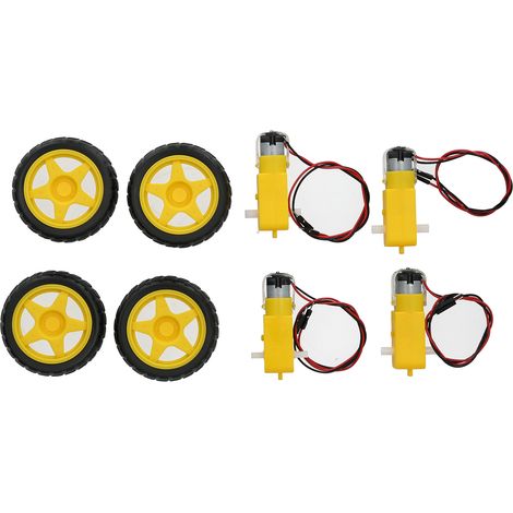 Lot de 4 roues en plastique avec moteur DC36V pour voiture RC, robot DIY et pièces de smart car (1/5)