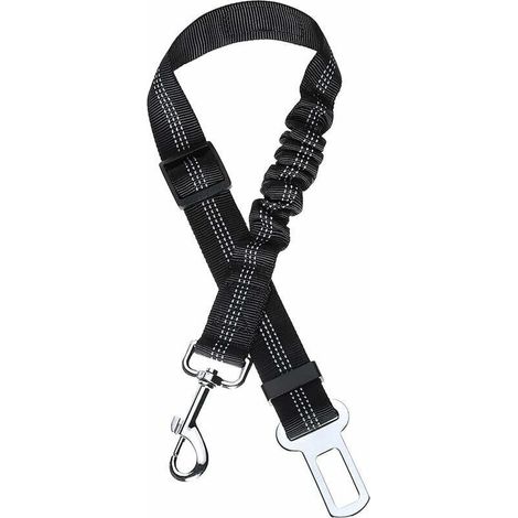 Ceinture pour Chien Ceinture Chien Voiture avec Système d'absorption des Chocs et Mousqueton Solide Réglable Harnais pour Chien et Chat, Noir (1/4)