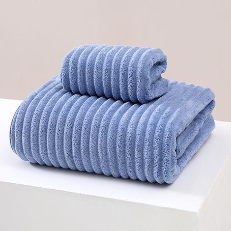 Badetuch ohne Füllung, dreiteiliges Handtuchset – blau (1/5)