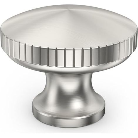 Lot de 10 boutons de meuble en nickel brossé avec motif ligné, boutons de tiroir, 32 mm, ronds, poignées d'armoire, vintage, boutons de porte, commode, argentés, pour armoire, armoire (1/4)
