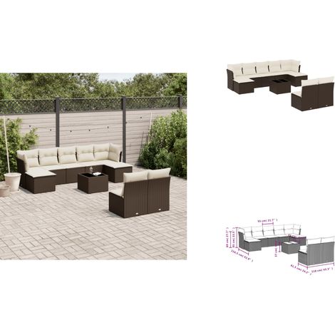 10-tlg. Garten-Sofagarnitur mit Kissen Braun Poly Rattan - Garten Sofagarnitur - Garten Sofagarnituren - Outdoor Sofagarnitur - Sofagarnitur Terrasse (1/3)