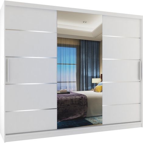 Schiebeschrank Belini 232 cm Mit Schubladen mit Spiegel weiß matt Hersteller (1/4)