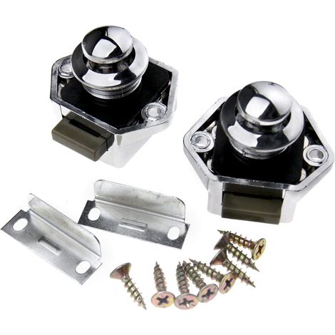 2 x Chrome Bouton poussoir Catch Verrou de porte 17–25 mm pour bateau Horsebox Camper Van (1/4)