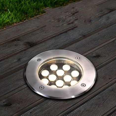 LED-Bodeneinbauleuchte, 220 V AC, IP67 wasserdicht, rund, 24 W, warmweiß, für Rasenwege, Gartenlandschaft