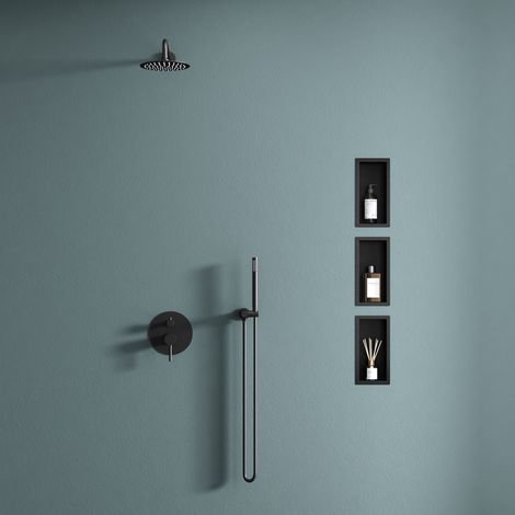 doporro Wandnische Bad Schwarz 15cm x 30cm x 8,3cm Duschablage befliesbar aus Edelstahl Duschregal Unterputz-Montage 1 Stück (1/4)