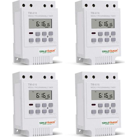 Minuterie électronique programmable hebdomadaire SINOTIMER 4X TM616W-2 30A 220V avec relais et montage sur rail DIN (1/5)