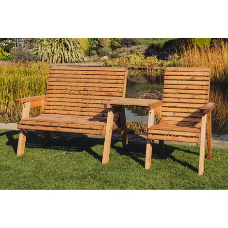 Valley Garden Furniture Trio Set with Tray - Timber - L100 x W220 x H95 cm - Fully Assembled (1/3)