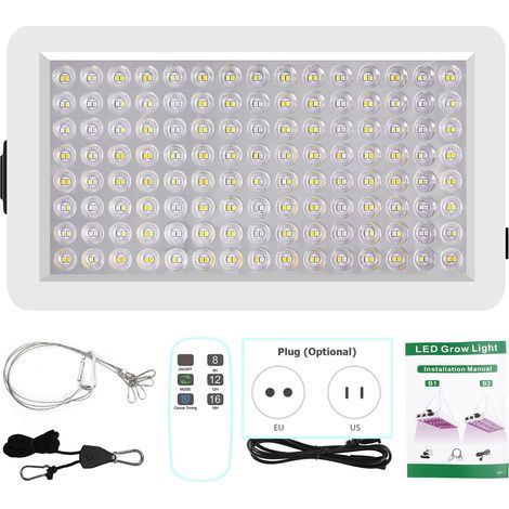 Lampe de culture LED pour plantes d'intérieur, Full Spectrum Veg Bloom 3 Modes 8H/12H/16H Timer Remote Control Plant Light Seedter Seedling Vegetable Pepper Hanging Grow Light (1/5)