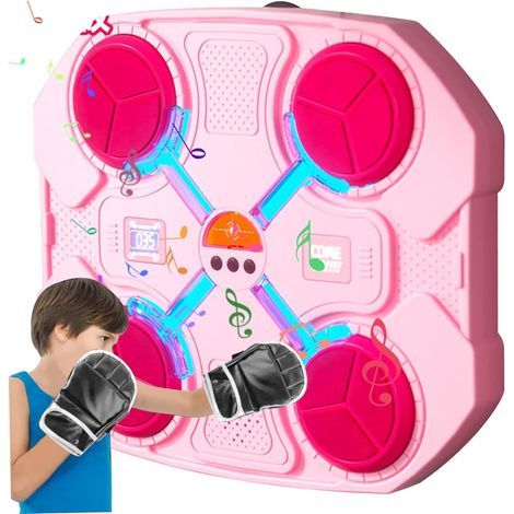 Machine de Boxe Musicale pour Enfants avec Fonction de Comptage, Boxe Mural Musique Intelligente Bluetooth, Beatpunch Music Boxing Machine avec Gants, Jeux de Boxe pour Exercices à Domicile(Rose) (1/5)