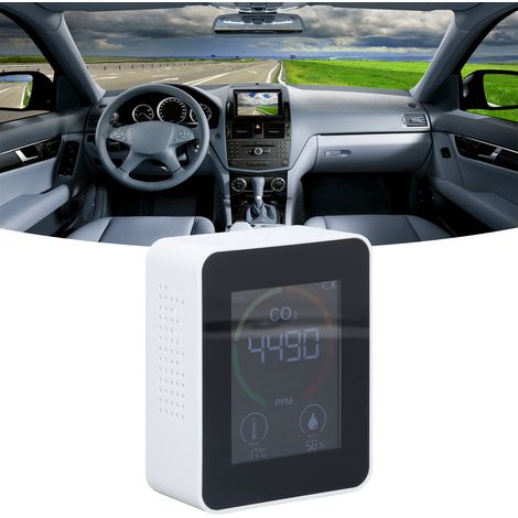 Moniteur de qualité de l'air Bluetooth pour le dioxyde de carbone (COV), testeur de COVT, stockage des données sur 60 jours, hygromètre, thermomètre, alimentation USB, blanc (1/5)