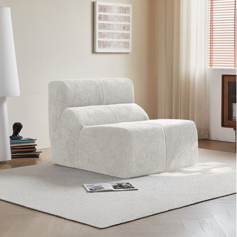 Fauteuil sofa 1 place en velours blanc, rembourrage mousse, 93 x 109 x 79 cm, sans montage (1/5)