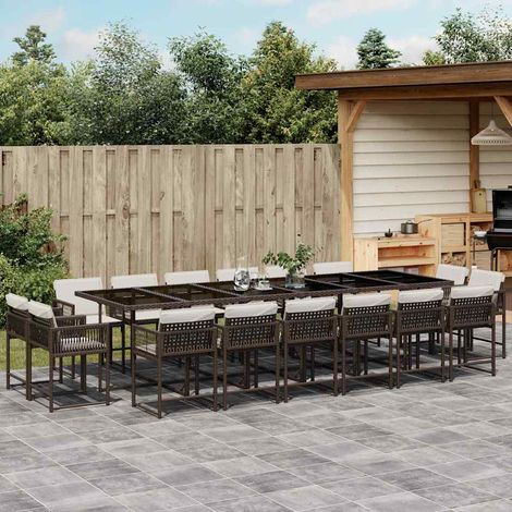 Ensemble à manger de jardin et coussins 17 pcs-Salon de jardin marron rotin 303085 (1/5)