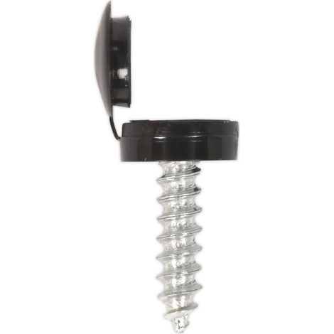 Sealey Numberplate Screw & Flip Cap 4.2 x 19mm Black Pack of 50 NPBK50