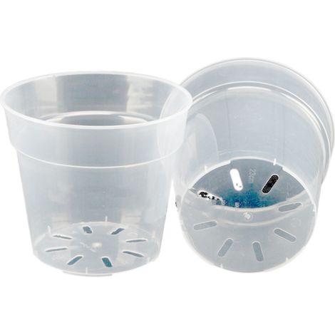 1 pot de fleurs transparent en plastique rigide, épais et haute transparence, effet pierre, pour orchidées dendrobium et plantes grasses (1/5)