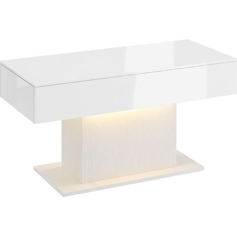 CHICFURN Mesa de centro LED 108 x 48 x 55 cm blanca brillante con 2 cajones (1/5)