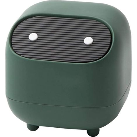 Poubelle de bureau Poubelle de bureau Poubelle de chambre Poubelle de dessin animé animal Poubelle de bureau avec couvercle vert 16,5  16,5  17 cm 1 pc (1/5)