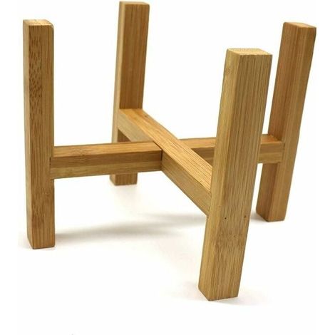 Rustic Primitives Support de pot de fleurs en bambou pour intérieur/extérieur Diamètre intérieur 16 cm (1/4)