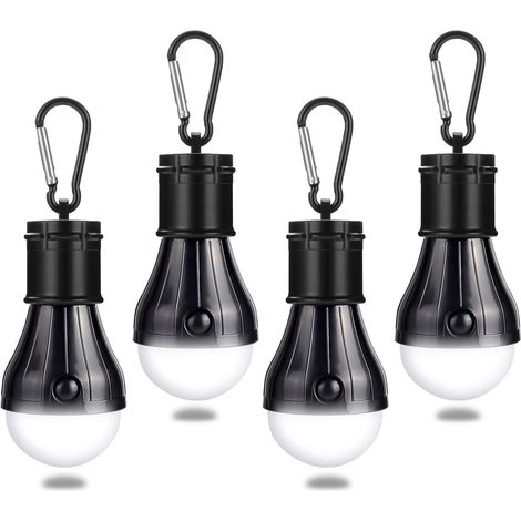 4 x Lanterna da Campeggio A LED Lampada da Campeggio, Luce Portatile per Tenda Luce di Emergenza Impermeabile per Il Campeggio per Escursionismo, Trekking, Alpinismo, Camping - Nero (1/5)