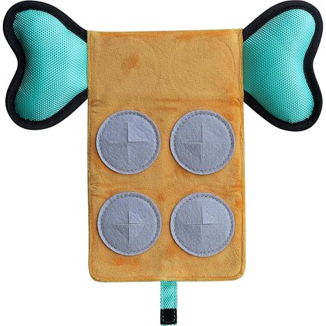 Jouet pour Chien Interactif 2 en 1, Jeu d'Intelligence et Tapis de Fouille en Forme d'Os, Stimulation Mentale et Physique, Jouet Couineur avec Cache-Friandises pour Petit et Moyen Chien (1/5)