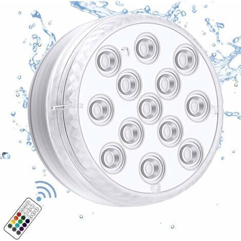 (1x) Lumière LED submersible avec aimant puissant, télécommande RF, 13x lumières LED sous-marines IP68 étanches, lumières de piscine alimentées par batterie pour les baignoires, les douches, les bains (1/5)