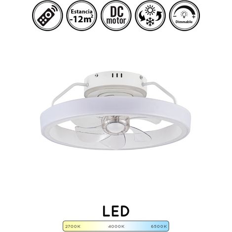 Ventilador de techo con luz silencioso DC con mando Dinirot blanco 50 cm invierno-verano color luz regulable (1/5)