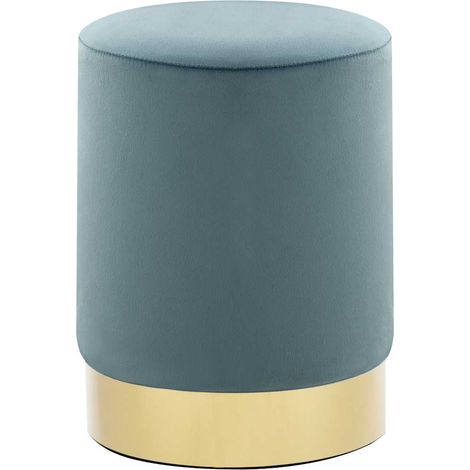 Pouf in velluto azzurro e oro DEC026328