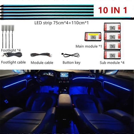 Lumières d'ambiance universelles Symphony pour voiture, 64 RGB, guide de lumière acrylique, fibre optique, décoration intérieure, éclairage d'ambiance, 18 en 1