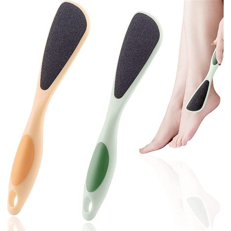 Lot de 2 pierres ponces double face pour les pieds, avec poignée ergonomique et facile d'accès. Lime à pieds en pierre fine et mate, pour éliminer les callosités et améliorer la circulation sanguine. (1/5)